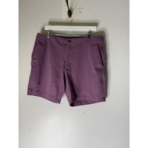 Lululemon Mens Commission Pants Purple Grid Ripstop Trousers Classic fit 36